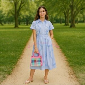 Kate Spade new york x Target Ribbon Short-Sleeve Shirtdress | Blue White | NWT